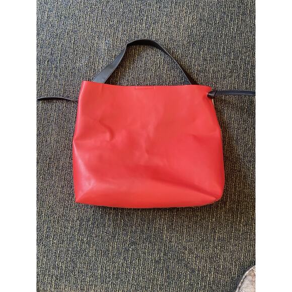 shiny smooth zebra printed faux hair on hide tote purse red calf zebra western - Picture 2 of 6